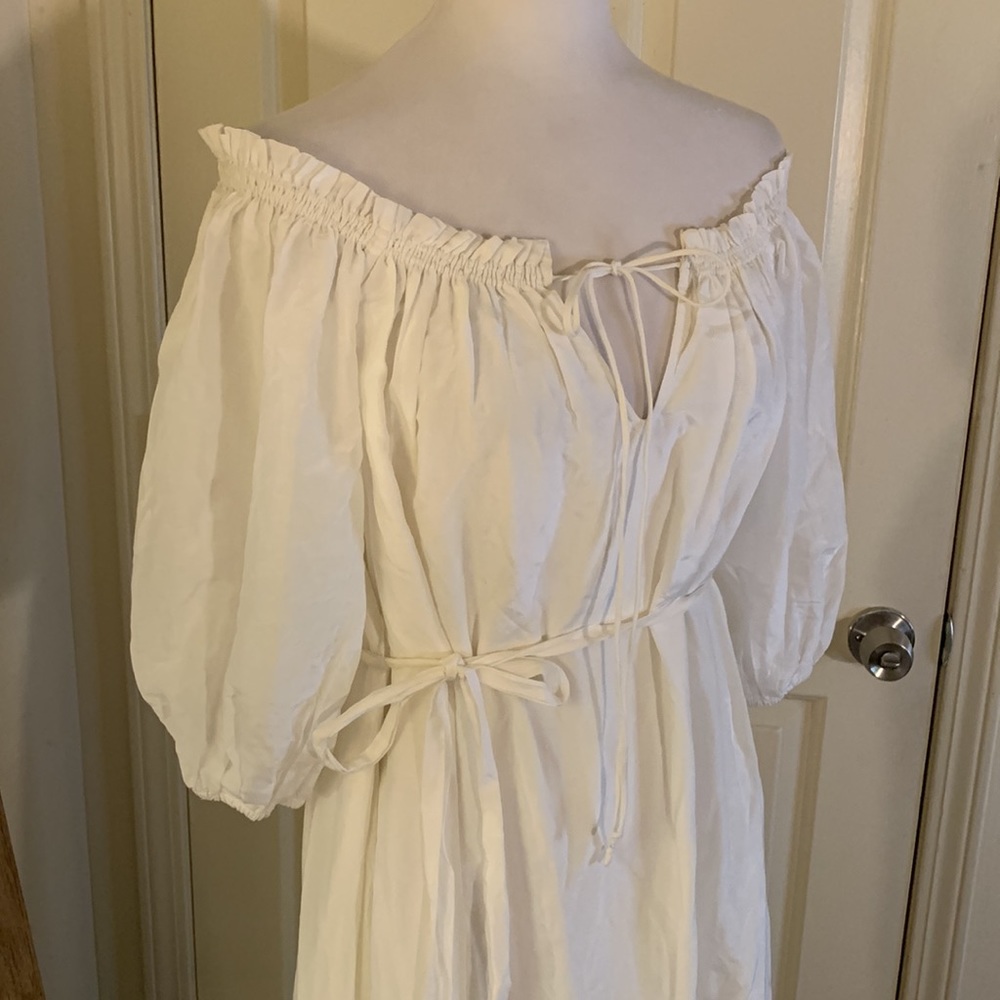 Anthropologie Off-The-Shoulder Silk Peasant Dress - Picture 6 of 15